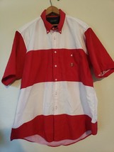 Vintage Hunt Club Striped Button Up Shirt Red White color blocking Men&#39;s XL - £13.03 GBP