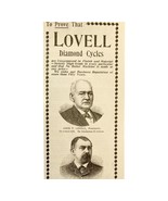 Lovell Diamond Bicycles 1894 Advertisement Victorian President Treasurer... - $28.07 CAD