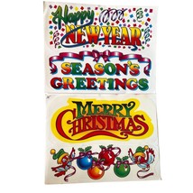 59 Vintage Window Clings Decals Christmas Holiday Greeting Snowflake 10 Sheets - £14.94 GBP