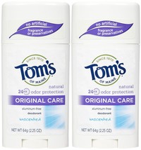 Tom&#39;s of Maine 24 Hour Original Care Deodorant Stick, Unscented - 2.25 oz - 2 pk - £27.96 GBP