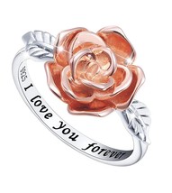 925 Sterling Silver 3D Wedding Engagement Rose Flower Love - £60.61 GBP