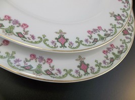 Old Abbey Latrille Limoges France Dinner Plate Pink Roses Lot 2 - £15.64 GBP