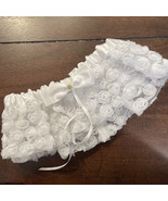 Wedding White Garter Satin Bow Ruffle Flowers Over Tulle New 2.5&quot; Ganz S... - $15.92 CAD