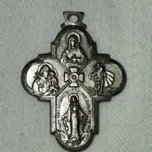 Rare Antique Italy Cross Necklace Pendant Saint Mary Jesus Detailed Carved - £15.60 GBP