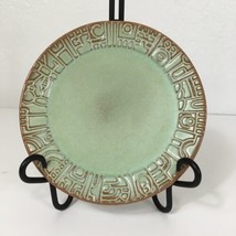Frankoma 7G Mayan Aztec Prairie Green Brown 7&quot; Salad Bread Butter Plate Pottery - £17.12 GBP
