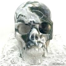 5.1" Master Quartz Crystal Skull Drusy Moss Agate Activated Skull New Be... - $695.00