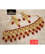 Kundan Jewelry Indian Earrings Necklace Tikka Set New Year Chokar Bridal... - €43,42 EUR
