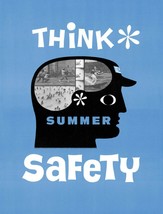 10012.Decoration Poster.Wall Art.Home room.Think summer safety.Retro social ad - $16.20+