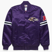 NFL Baltimore Raven Purple Satin Bomber Letterman Varsity Baseball Jacket - $136.80