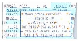 Psychic TV Celebrita&#39; Pelle Concerto Ticket Stub Giugno 23 1990 New York City - £31.35 GBP