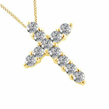 1Ct Moissanite Diamanti Croce Catenina Ciondolo 14K Placcato Oro Giallo Argento - £74.59 GBP