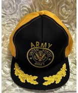 Vintage United States ARMY Hat Cap Black Snap Back Gold Leaf Made in USA... - $20.23 CAD