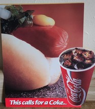 1993 This Calls For A Coke Double Sided Window Sticker Cola Cola HOTDOG NOS - £5.93 GBP