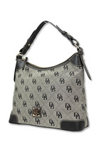 Dooney &amp; Bourke Black Classic Quilted Fabric and Leather Hobo Bag Handbag 8993-7 - £129.78 GBP