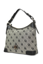 Dooney &amp; Bourke Black Classic Quilted Fabric and Leather Hobo Bag Handba... - £116.81 GBP