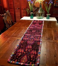 Vibrant Handwoven Guatemalan Huipile Table Runner - Fringeless Design - $4,486.84 MXN