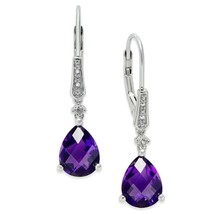 3 ct Simulated Birthstones Solid Sterling Silver Leverback Drop Dangle Earrings - £27.41 GBP+