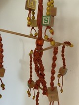 vintage macrame baby wall hanging or mobile Baby Decor W Vintage Wood Bl... - $52.94 CAD