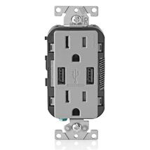 Leviton Decora 15 amps 125 V Gray Outlet and USB Charger 5-15R - $21.95