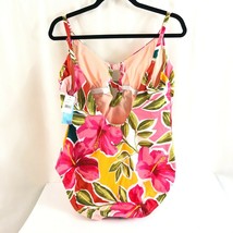 Beach Betty by Miracle Brands One Piece Swimsuit Keyhole Floral Pink Yellow XL - £15.70 GBP