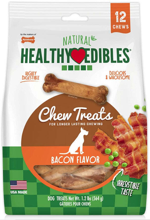 Primary image for Nylabone Healthy Edibles Bacon Regular - Wholesome Gluten-Free Chews for Dogs 16