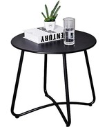 Small Round Patio Metal Side Snack Table, Accent Anti-Rust Steel Coffee ... - $34.65