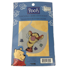 Pooh Counted Cross Stitch Kit Tigger Bib With Butterflies Disney Leisure Arts - $14.77