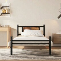 Twin Bed Frame Wood Headboard &amp; Footboard, Metal Slats, No Box Spring Ne... - €75,93 EUR