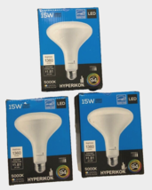 Lot of 3 Hyperikon 15W LED BR40 Flood Light Bulb Crystal White Glow Unused - £15.62 GBP