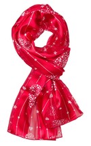 Plum Feathers Valentine&#39;s Day Hearts Print Satin Scarf (Red with Hearts &amp; - £11.03 GBP