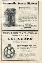 Manville Automatic Screw Slotters &amp; Brown &amp; Sharpe Cut Gears 1909 Magazine Ad  - £14.24 GBP