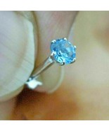 0.90Ct 6MM Rond Simulé Aigue-Marine Solitaire Nez Broche 14k Plaqué or B... - $43.01 CAD