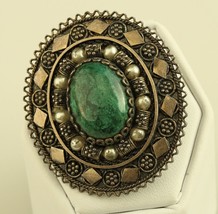 Vintage Sterling Signed 925 Made in Israel Eilat and Pearl Stone Brooch Pendant - £65.72 GBP