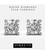 925 Silver 1.00 CT White Round Lab Created Diamond Stud Earrings Yellow ... - €38,97 EUR