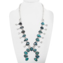 Navajo Natural Mixed Turquoise Squash Blossom Necklace, Sterling Beads, G Boyd - £1,232.73 GBP