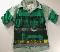 Bon Jovi Vintage 90s Smart Boys Pop Singer Jersey Pullover Green Shirt 28 - £39.77 GBP