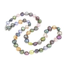 TreasureBay Stunning Multi-Colour 8-9mm Freshwater Pearl Necklace 42cm/16.5 with - £80.20 GBP