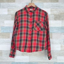 Denim &amp; Supply Ralph Lauren Plaid Boyfriend Shirt Red Gray Casual Womens Medium - £18.50 GBP