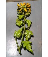 Vintage 1966 Dart Ind Floral Wall Hanging Green Yellow Sunflower USA 19.5&#39;&#39; - £25.36 GBP