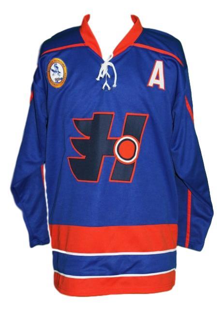 Laflamme  70 custom halifax highlanders retro hockey jersey blue   1
