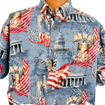 Boca Classics Hawaiian Aloha XL Shirt Lincoln Capitol Flag Patriotic Rus... - £35.88 GBP