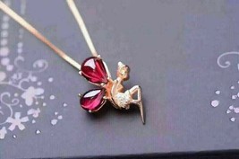 14K Rose Gold Plated 2.00Ct Pear Simulated Ruby Little Angle Pendant Birthday - £73.14 GBP