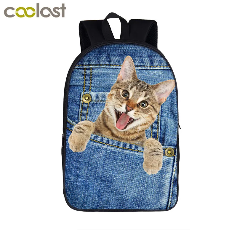 Cute  Dog / Kitten Cat Backpack Women Men Causal Ruack Student School Bags For T - $116.21