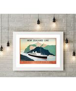 Vintage New Zealand Line Travel Poster Print 16 x 12 in  - £17.26 GBP