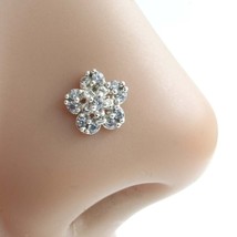 Indien Style Fleur 925 Argent Blanc Zircone Clouté Vis Nez Clou - £11.27 GBP