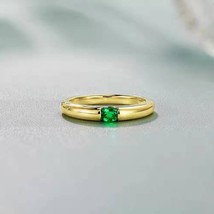 100% 925 Sterling Silver Lab Grown Emerald 18K Gold Plated Rings For Women Spark - £74.43 GBP
