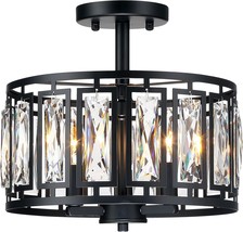 Contemporary Crystal Semi-Flush Mount Ceiling Light Industrial Close To Ceiling - £85.84 GBP