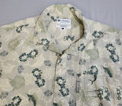 Columbia Hawaiian Swordfish Floral Button Up Short Sleeve Shirt Mens Gre... - £9.40 GBP