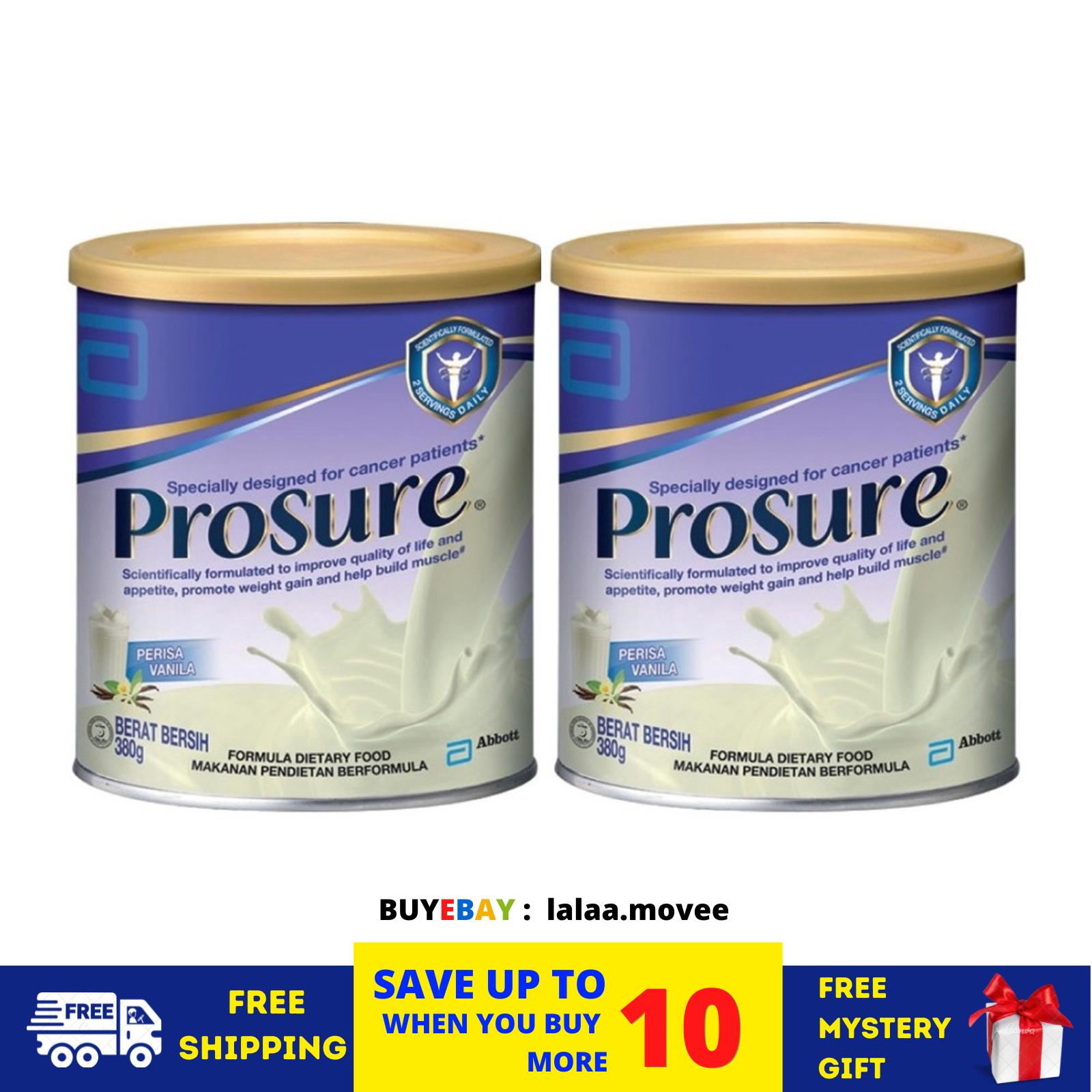 2 x Abbott Prosure Milk (High Protein, Prebiotic & EPA) Vanilla Flavor 380g - $115.48