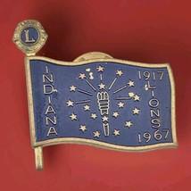 Lions Club Vintage Pin Button 1967 Indiana Flag - $12.95